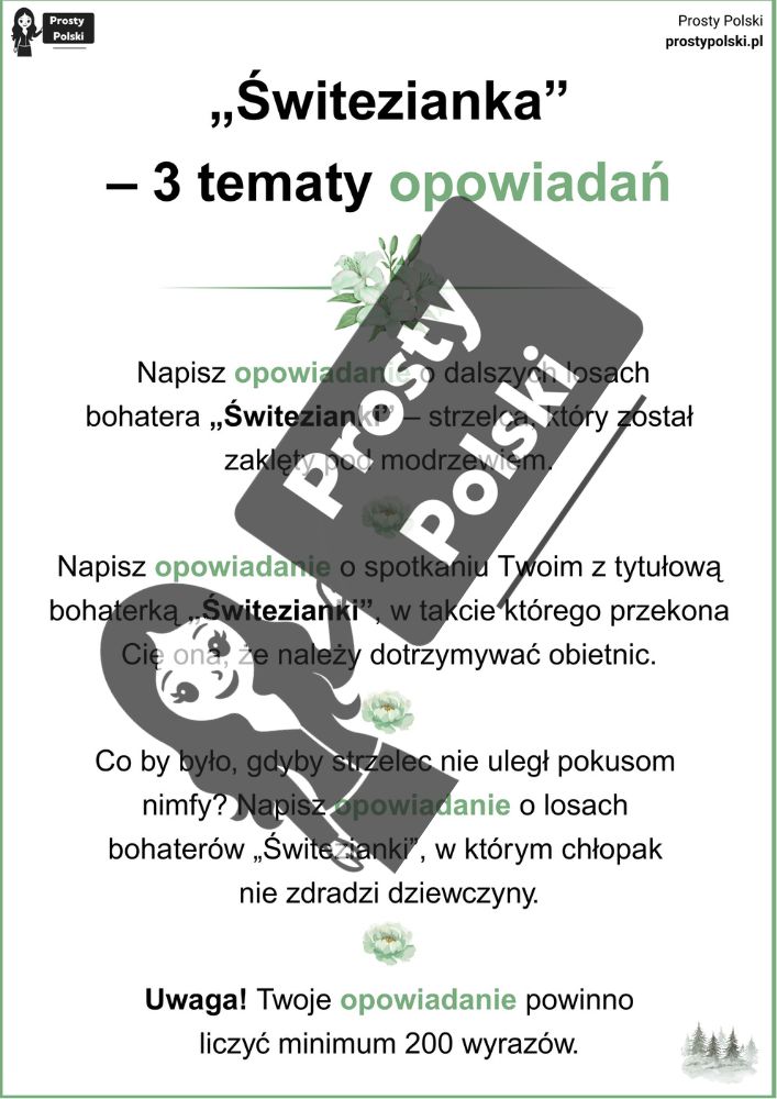 Świtezianka - tematy opowiadań