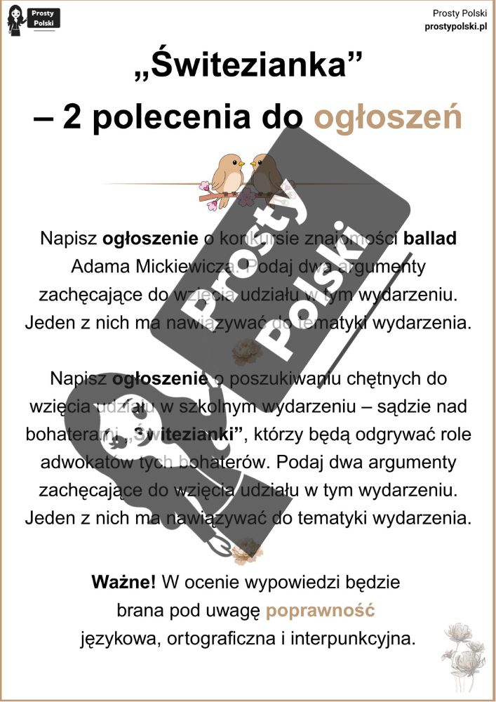 Świtezianka - polecenia do ogłoszeń