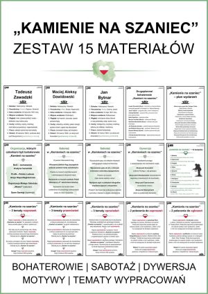 Zestaw 15 notatek z „Kamieni na szaniec”