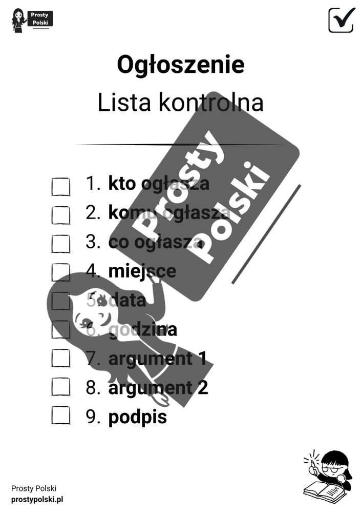 Lista kontrolna. Ogłoszenie na egzamin ósmoklasisty