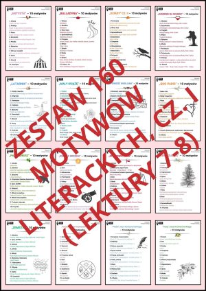 Zestaw 160 motywów, cz. I (lektury z klas 7-8, wszystkie obowiązujące na E8)