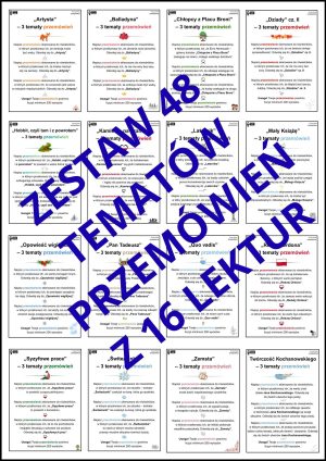 Zestaw 48 tematów przemówień z 16 lektur (E8)